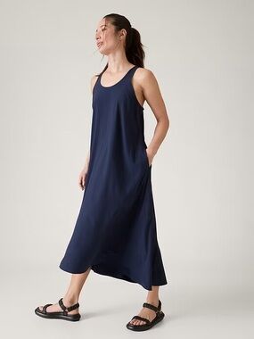 Athleta Presidio Traveler Maxi Dress Small Dark Navy Sleeveless Racerback NEW